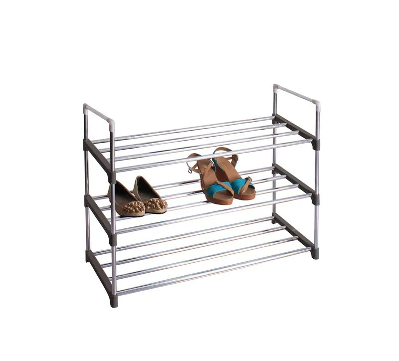 
For Entryway Shoe Rack 3-Tier Assemble Space Saved Shoe Organizer With 4 Metal Pipes Each Shelf To Hold 12 Pairs Of Shoe 