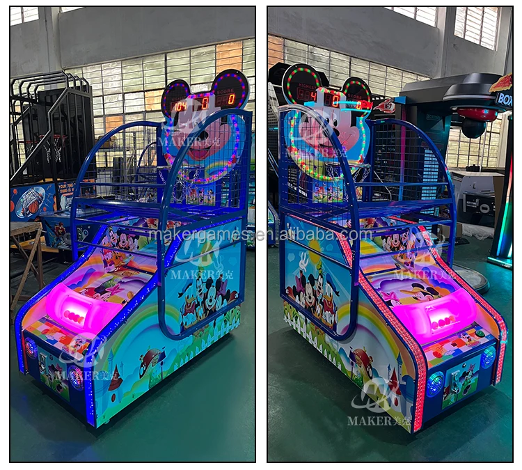 MAKER High Quality Cute Mickey Free Customization Amusement Park Arcade Basketball Shooting Cabinet Basketball Game Machine