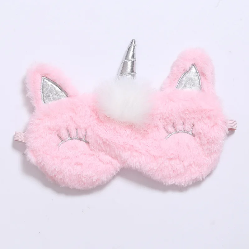 New Soft Cute Rainbow Unicorn Plush Embroidery Sleep Eye Mask for Girl Kids