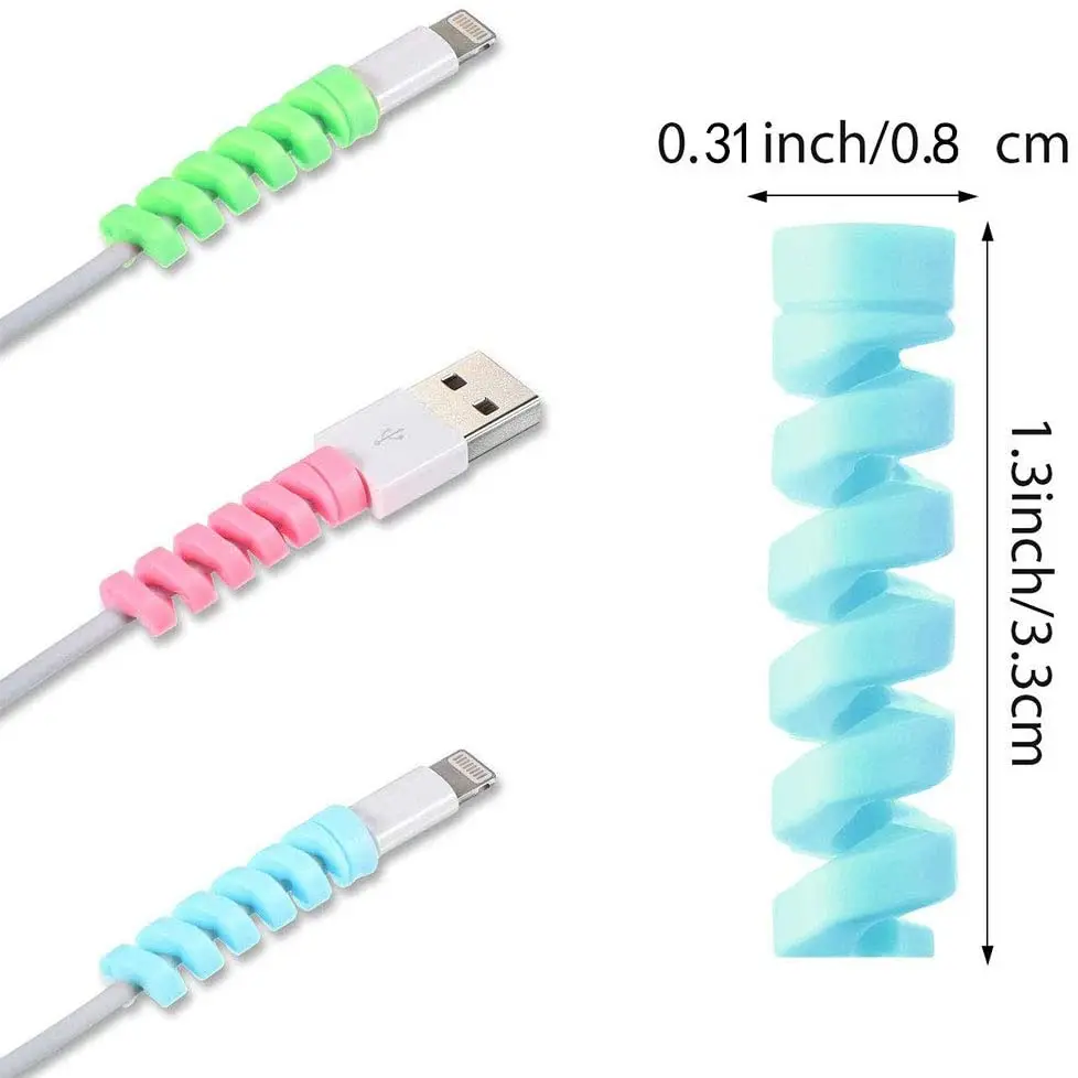 Food Grade Silicone Cable Protector Silicone Bobbin Winder Wire Cord Organizer Cover for Apple iphone USB Charger Cable Cord