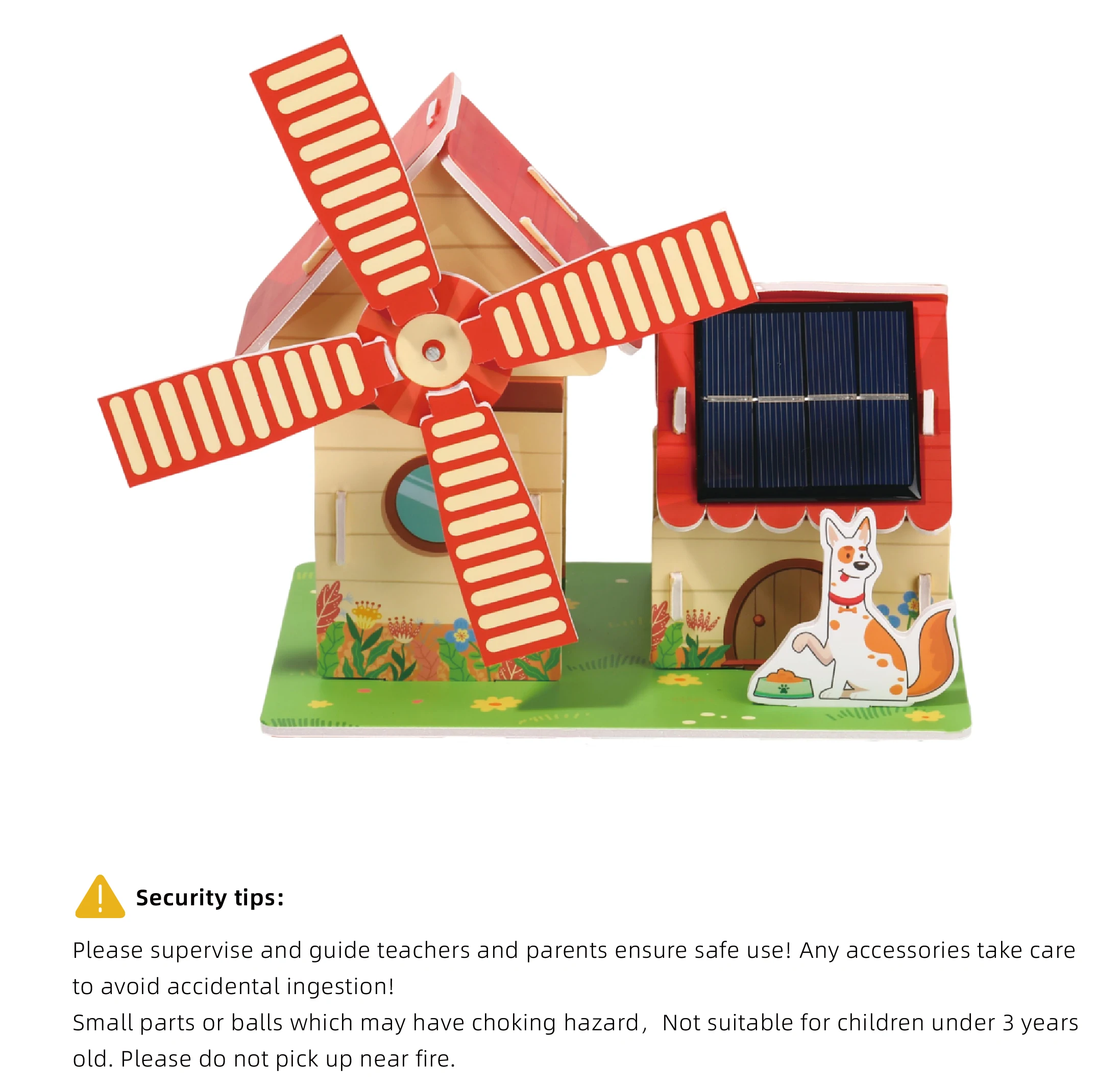 Environmental solar power windmill house toy DIY educational  toy house for kids