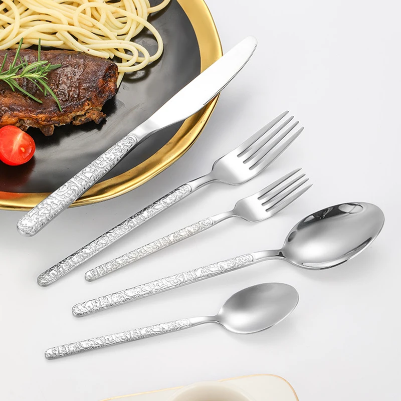 Luxury Knife Spoon Fork Set Royal Stainless Steel Flatware Sets Restaurant Golden Cutlery Wedding Gold Cutlery Set