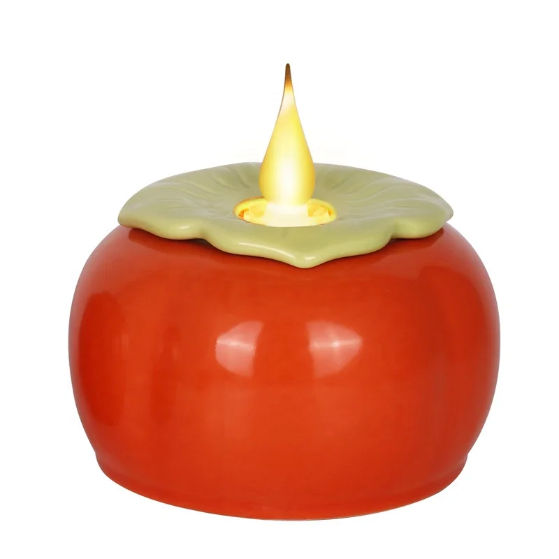 battery operated orange persimmon led flameless moving wick massage candles