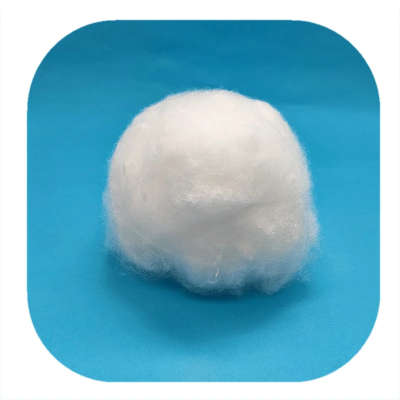 Hot sale good quality PET/PTT  bicomponent White 150mm recycled fiber for stuffing