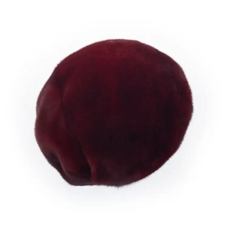 8 colors available luxury burgundy color free size women winter mink fur beanie hat