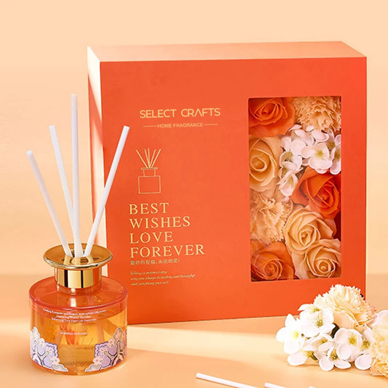 Wholesale Private Label Custom Gift Box Home Decor Preserved Flower  Essential Oil  Perfume Luxury Reed Diffuser