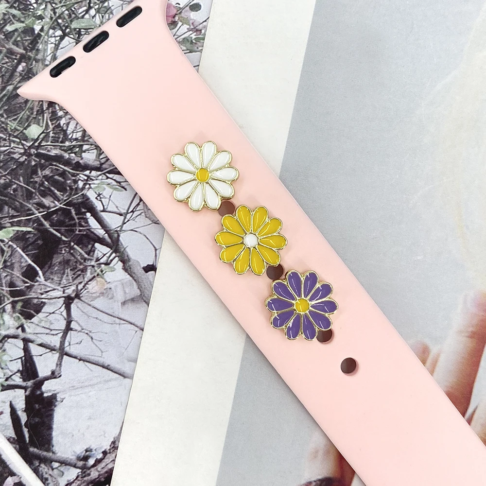 Double Row Diamond Wave Pattern Loops for Apple Watch Bands Decorative charms Ring for Silicone Apple Watch Band