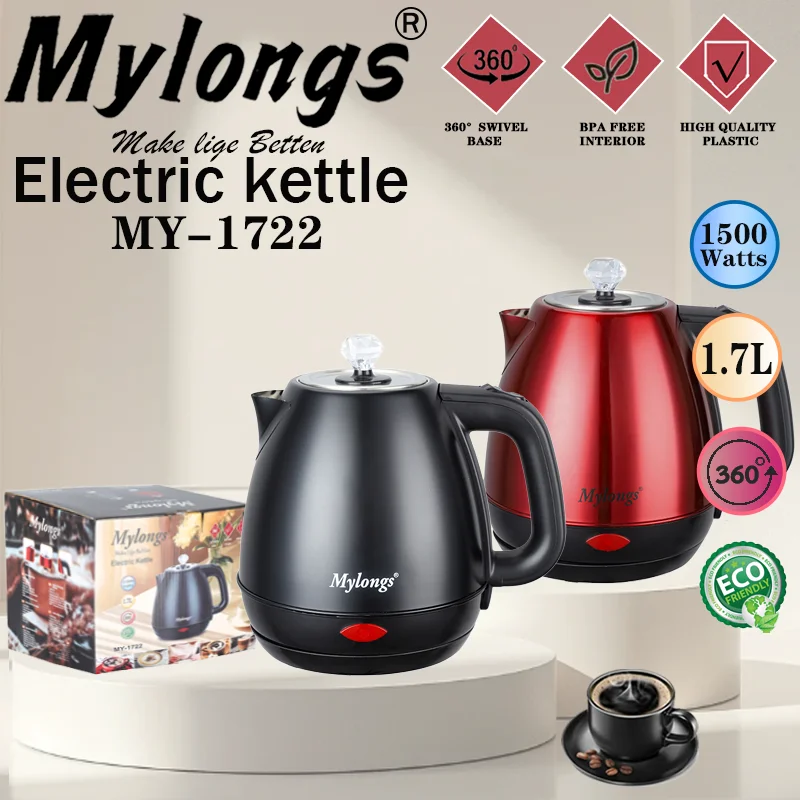 Professional real factory electric kettle production Mylongs MY-1722 paint spraying housing tea kettle pot electric kettle japan