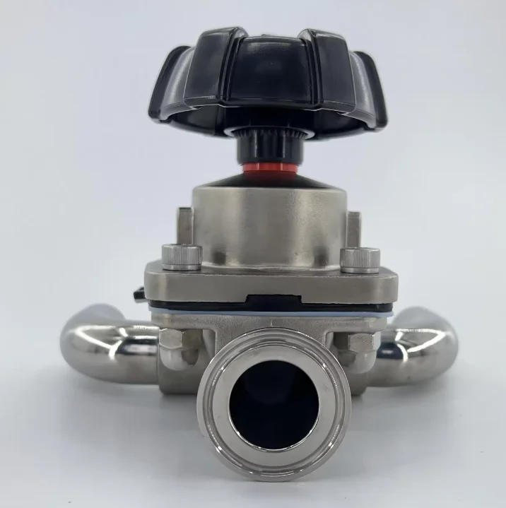 Three Way Tri Clamp Diaphragm Valve Quick Fit Type ss304 Sanitary Manual Aseptic Diaphragm Valve
