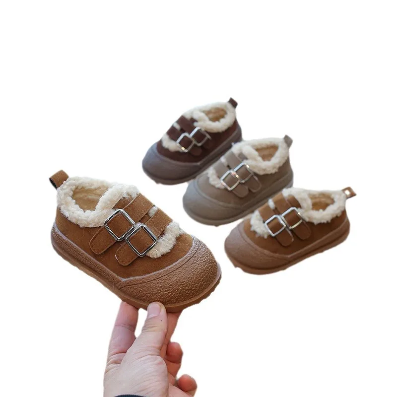 2024 unisex winter Girls and boys Casual warm shoes forsting Leather Super Soft  plush Shoes