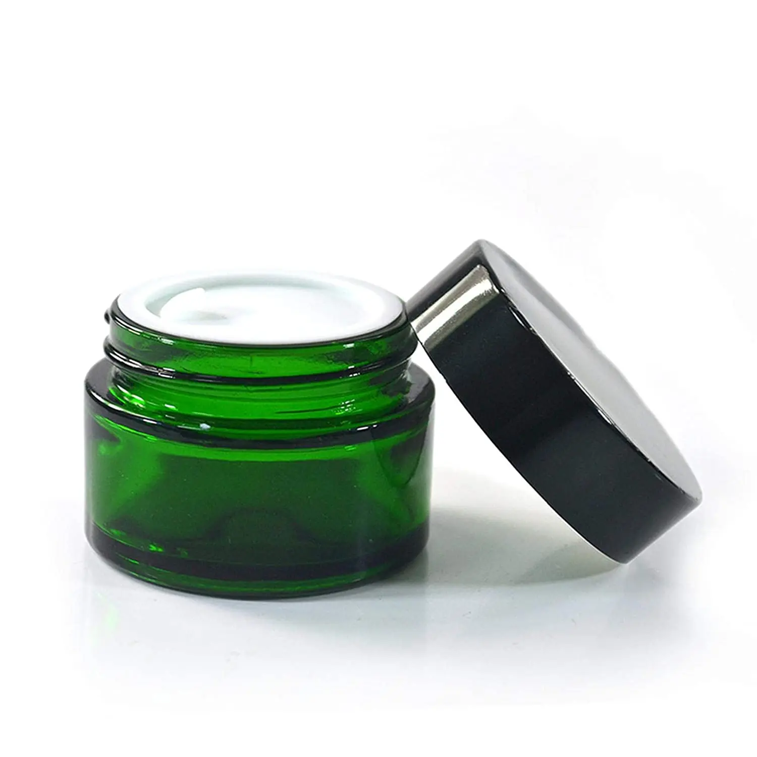 Hot sale New Product 15ml 20ml 30ml 50ml 100ml amber clear green cobalt blue glass cream cosmetic jar with aluminum lid