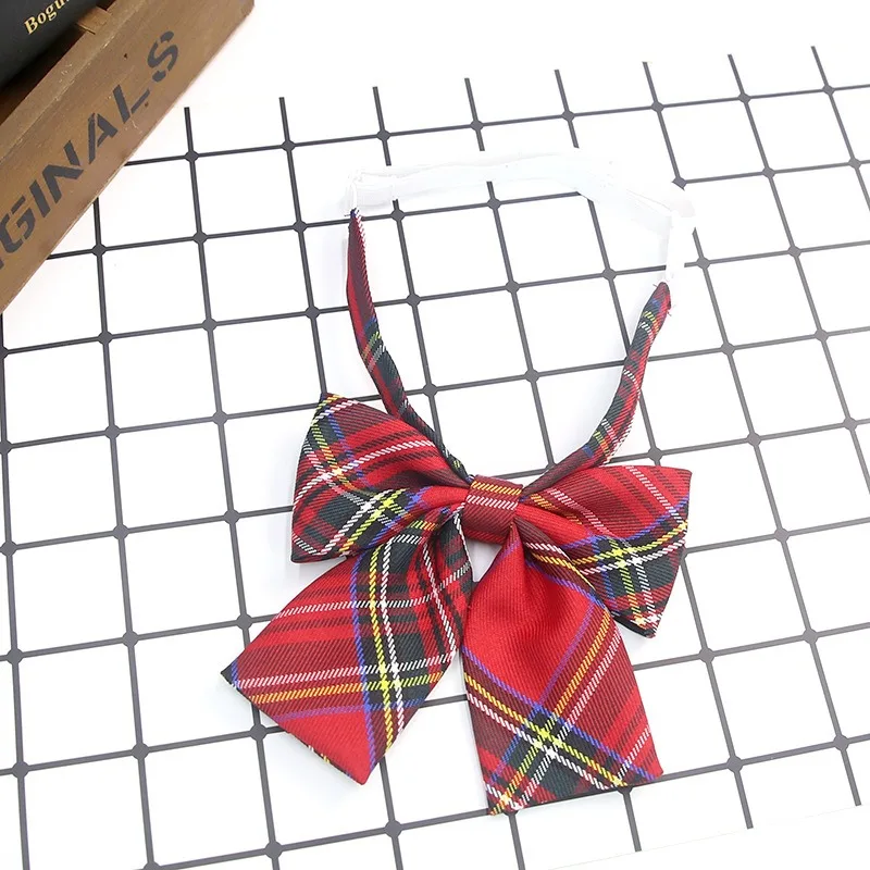 Lazy People Cravats Plaid Student Uniform School Bow Tie Elegant Flowing Design for Easy on and off