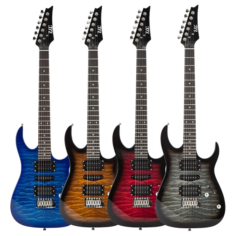6 string electric guitar Black color Quilted maple top Competitive Price Oem Design 39'  Electric Guitar OEM guitar