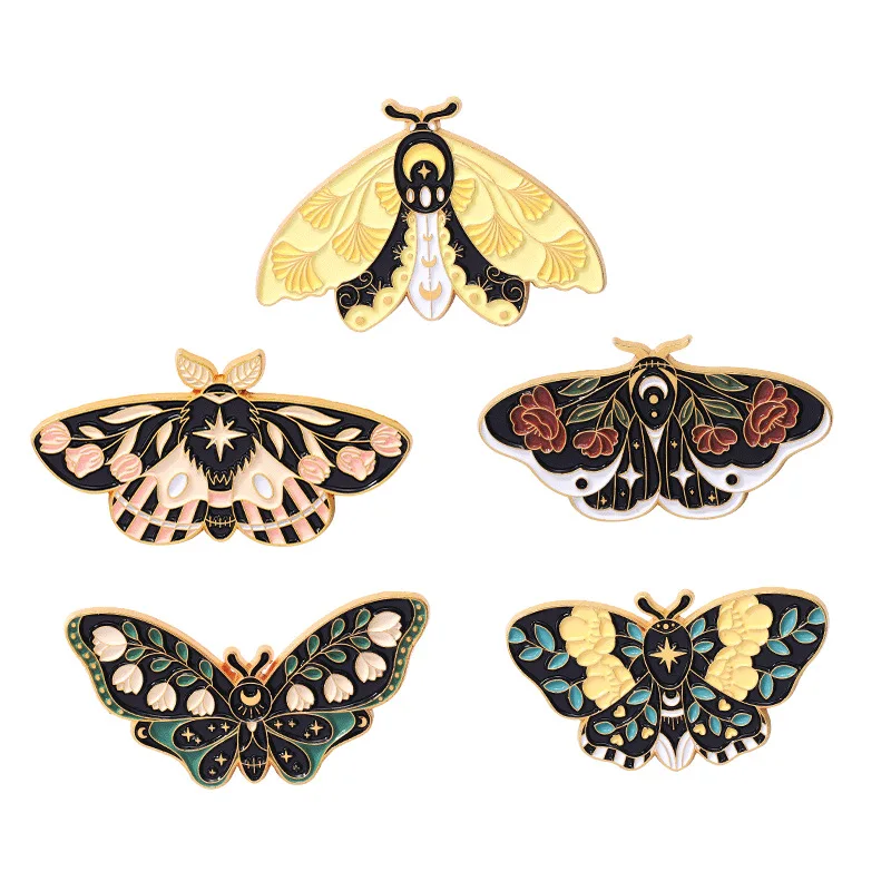 Wholesale custom beautiful animal moth glowing lapel pin badge metal glow luminous soft enamel butterfly pin for backpack