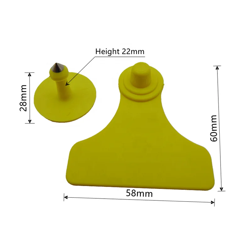 TPU Livestock Goats Ear Tags Animal Identification Ear Tags for Pigs Sheep Goat Pig Farming Equipment Yellow 58x60 mm Female Tag