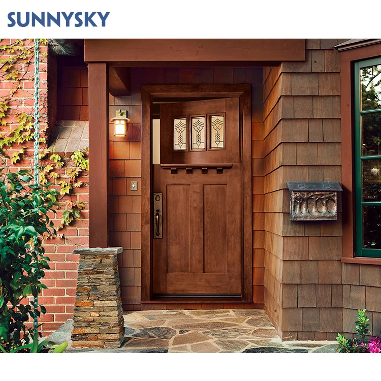 Sunnysky Exterior House Modern Glass Inserted Main Entrance Front Door Designs