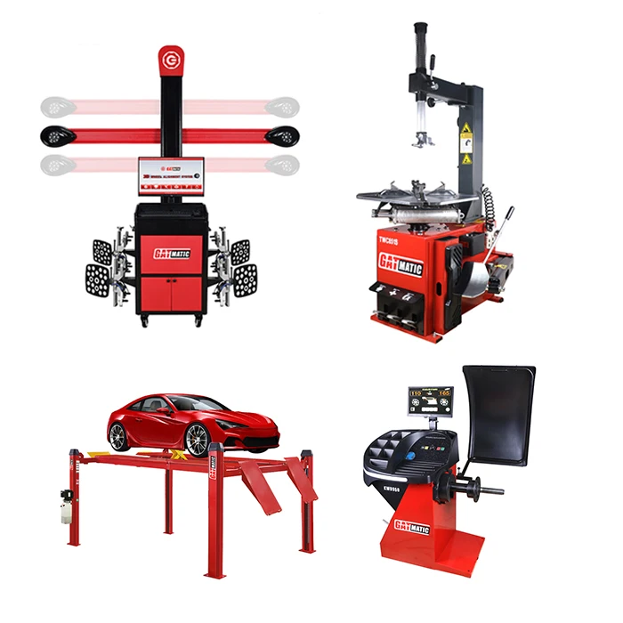 GATmatic Portable Four-Post Car Lift and 3D Wheel Alignment Machine Equipment Full Set