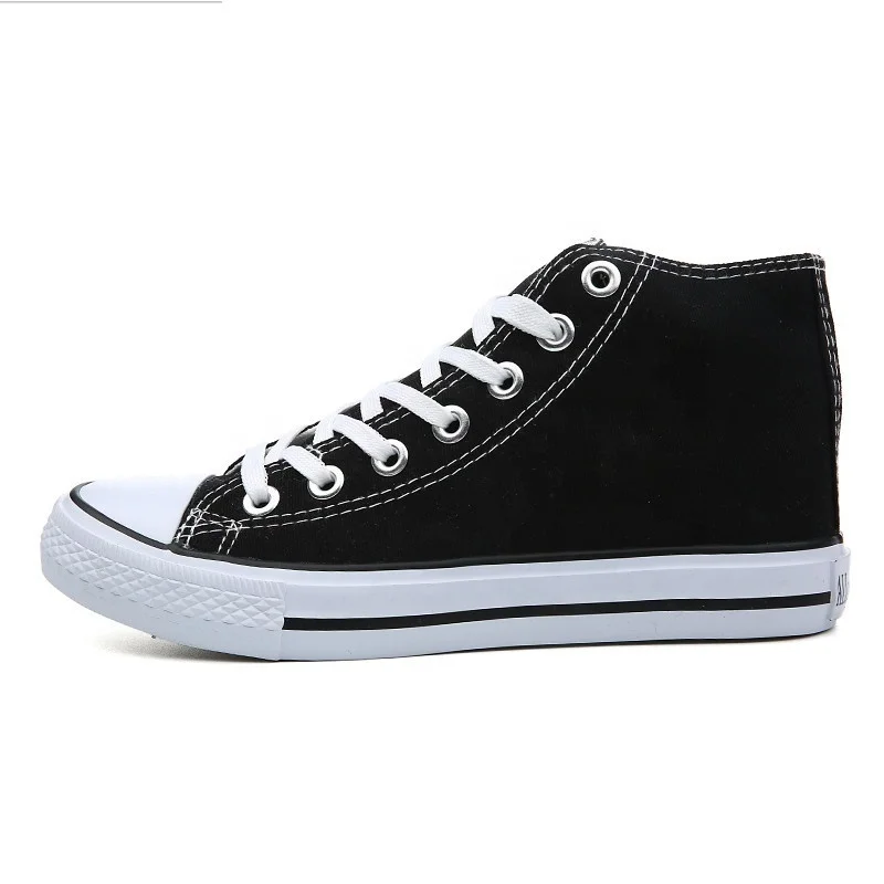 cheap OEM lace up rubber vulcanized shoes men kids girls Black and Red Canvas Shoes large size 36-45#