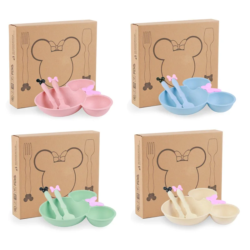 202023 Eco plastic cup plates for kids set of 5 wheat fiber children tableware set easy clean dinnerware set with plate