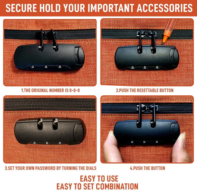 Customized Smell Proof Bag With Zip Combo Lock Oxford Waterproof Document Handbag for Travel Carbon Lined Clutch Smellproof Bag
