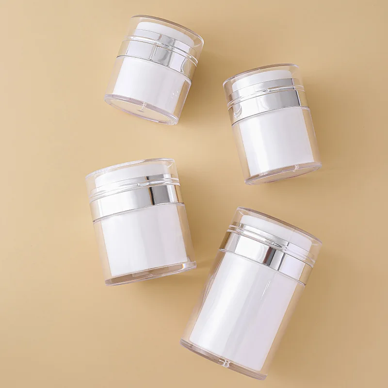 Vacuum Press Pump Dispenser Travel Portable High-End Jar for Creams Moisturizers Foundations Sunscreens Plastic Bottle