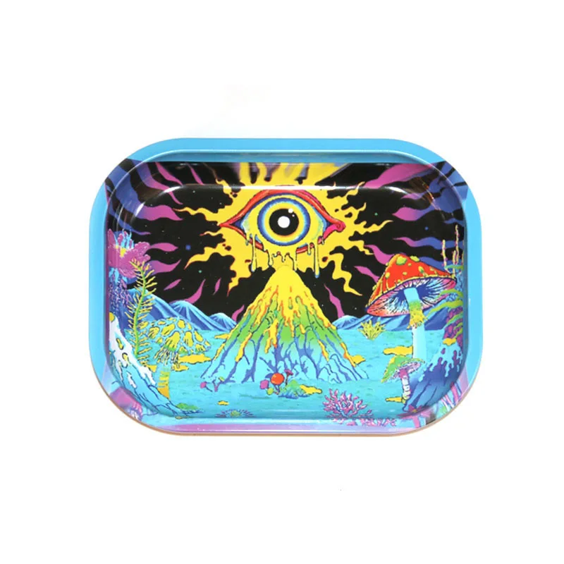Custom Logo Metal Herb Tray Smoking Accessories Rolling Trays Tobacco Tray