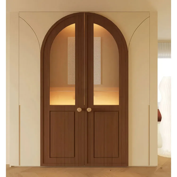 JBDhome Home Decor Custom High Grade Exterior Door Sidelights Beautiful Windows Hardwood Modern Villa Exterior Wooden Doors