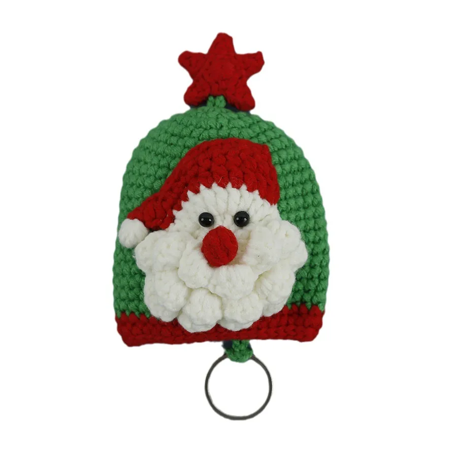 New handmade crochet keychain  protector Santa Claus key bag Christmas theme yarn crochet car key cover