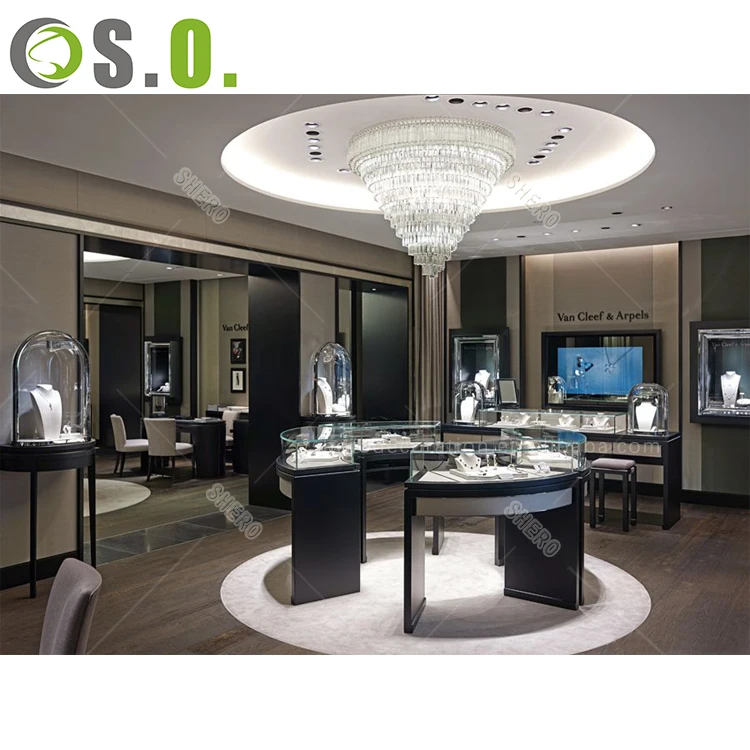 ODM jewelry display showcase with mirror cabinet for shop