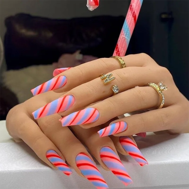 Wedding Engagement Luxury Gold Color Glitter Press On Nails Long Coffin Elegant Acrylic Stick On Small Nails Suppliers