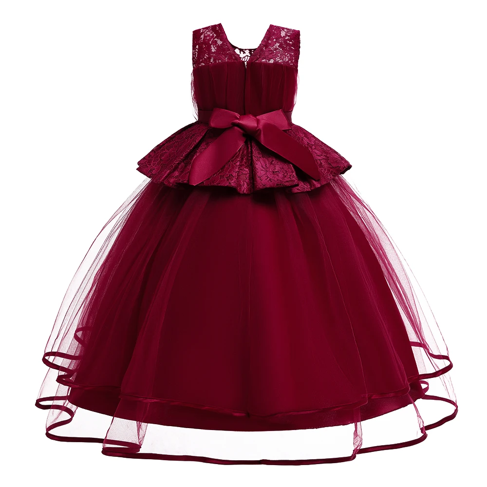 girl wedding dress elegant crew neck baby girls dress design kid dresses for girls of 14 year kids evening gowns