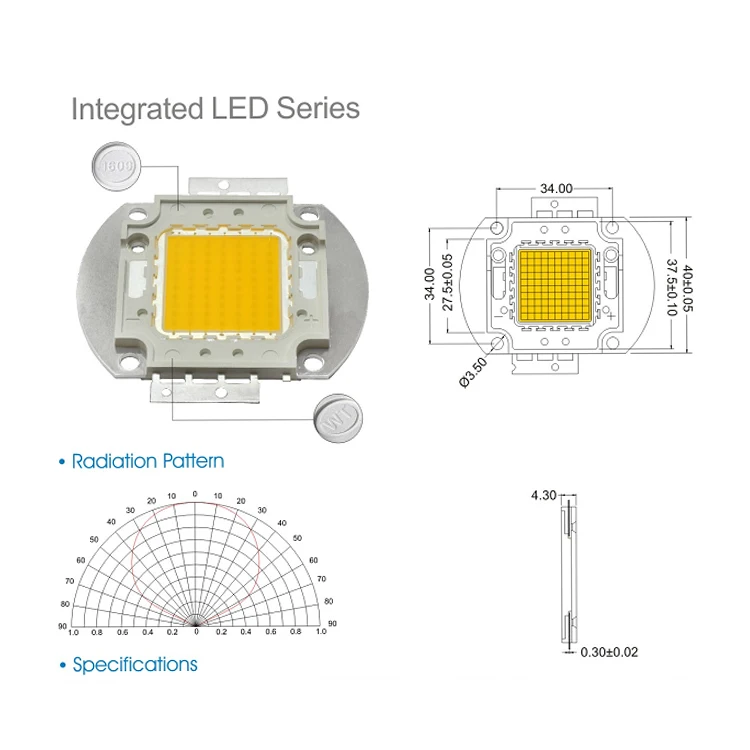 high brightness photosource 130LM/W 30W 50W Integrate LED COB chip for luminaire repair