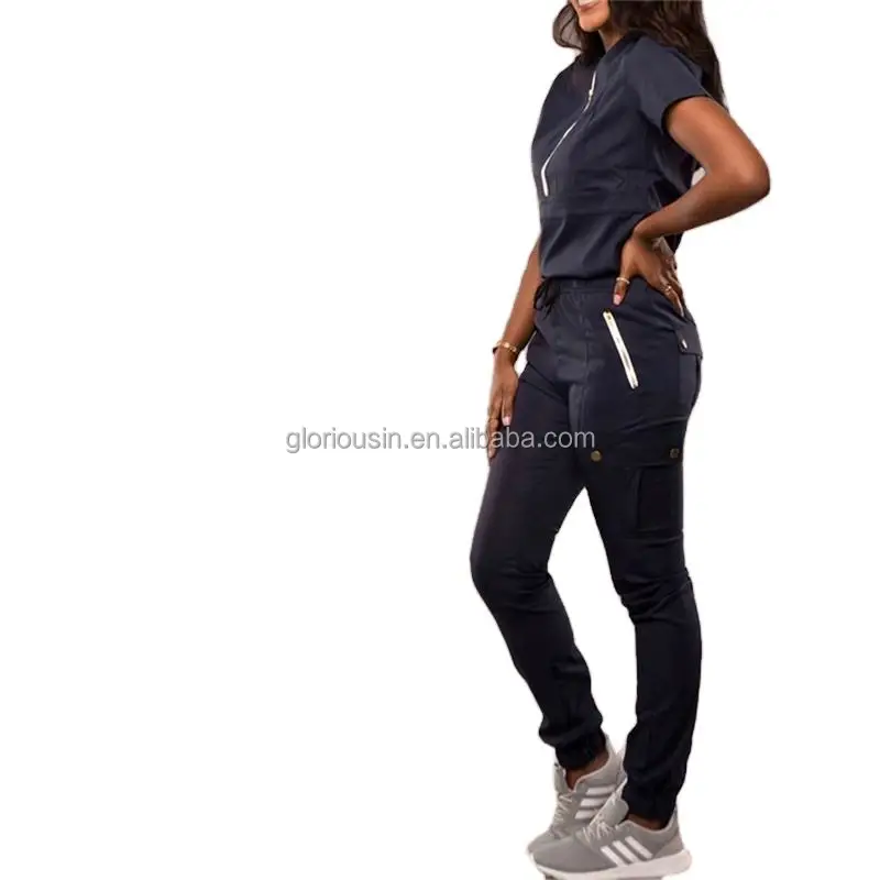GloriousIn female scrub set 2023 hospital male salon uniform shoes doctor v neck antimicrobial dickie distribution v neck sexy
