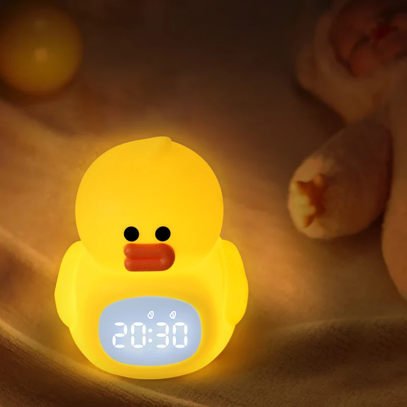 Fanncy Cartoon Duck Kids Alarm Clock Night Light Students Cute Kawaii Alarm Clock For Children