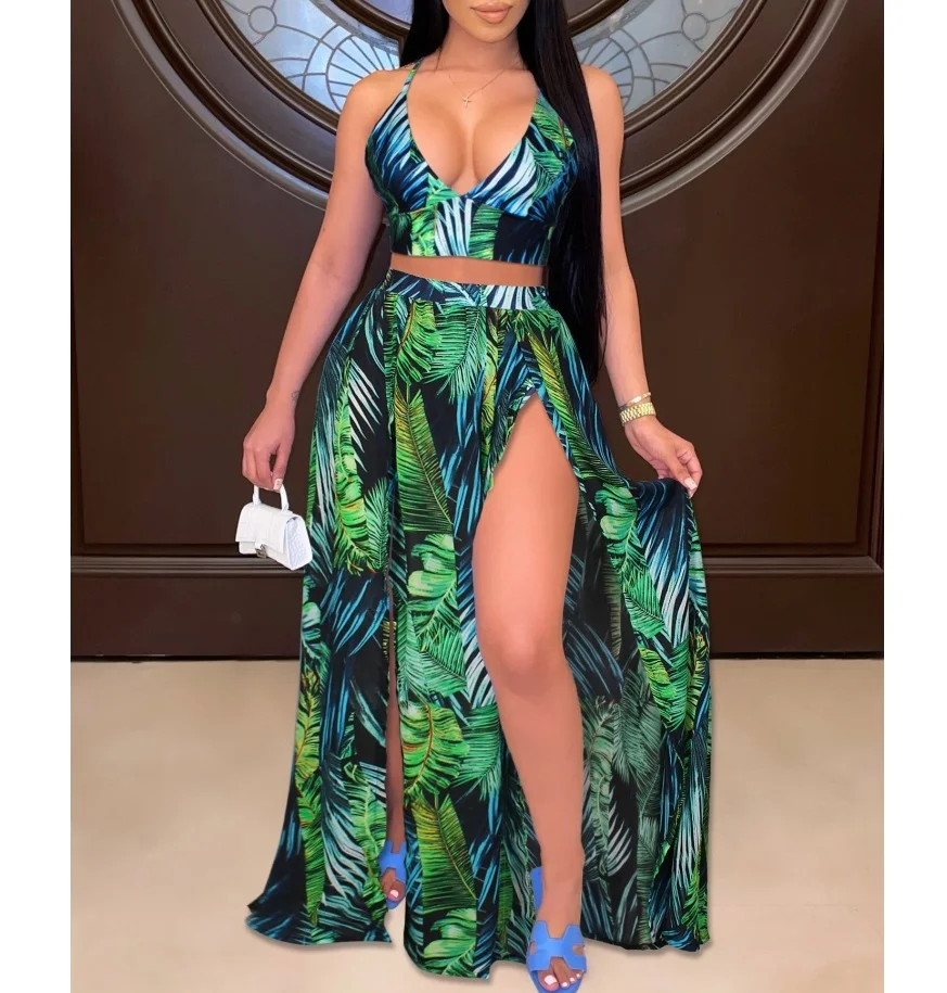  2021 wholesale women new sexy fashion flora maxi dress long
