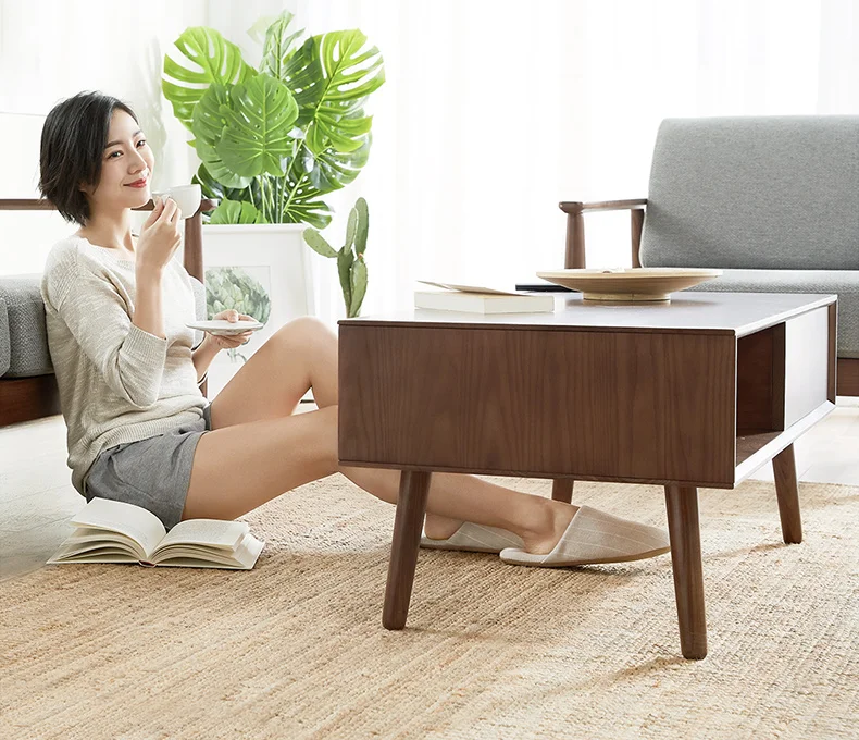 Modern Wooden Table Bed Side Desk Laptop Stand Food Tray Table Sofa Couch Chair Living Room Furniture Coffee Table White Ash