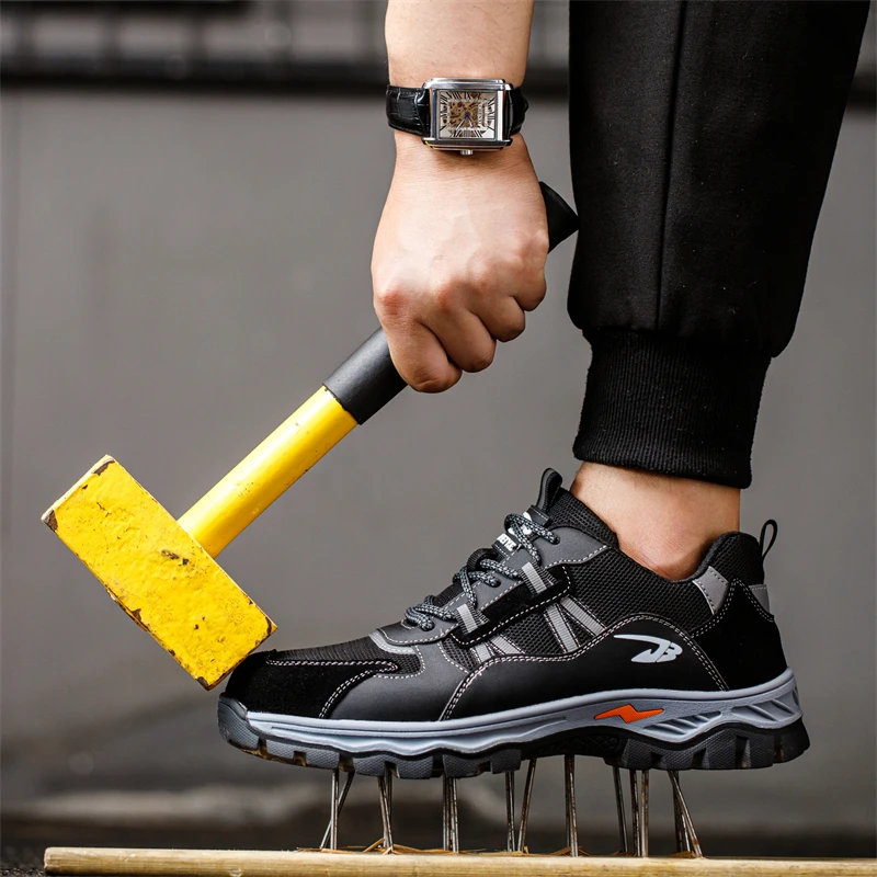 Custom logo industrial engineer working shoes miner construction steel toe sneakers outdoor hiking sport safety shoes