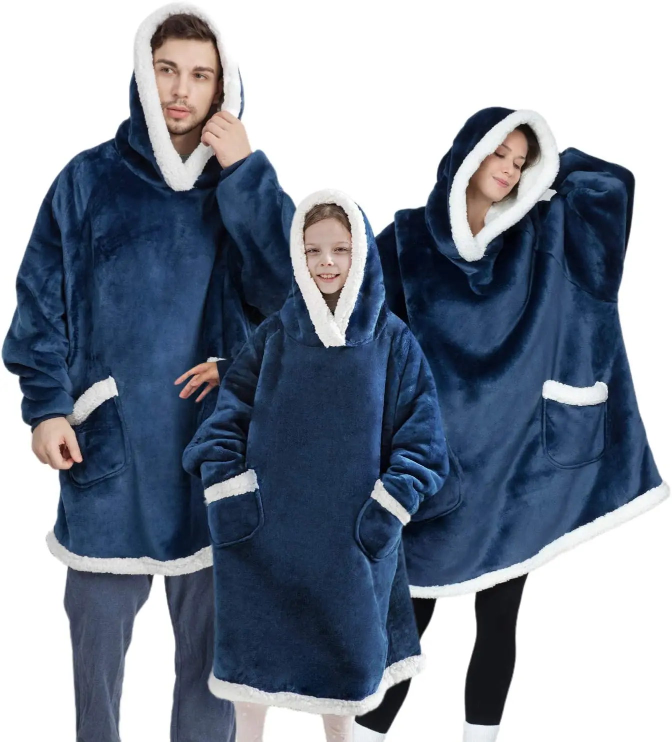 Oversized Wearable Blanket Sherpa Fleece Blanket Hoodie Comfortable Soft Warm Thick Big Hooded Sweatshirt Hoodie Blanket