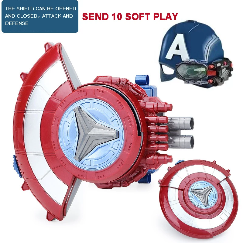 Children catapult shield soft projectile gun Captain shield soft projectile launcher  boy shooting toy