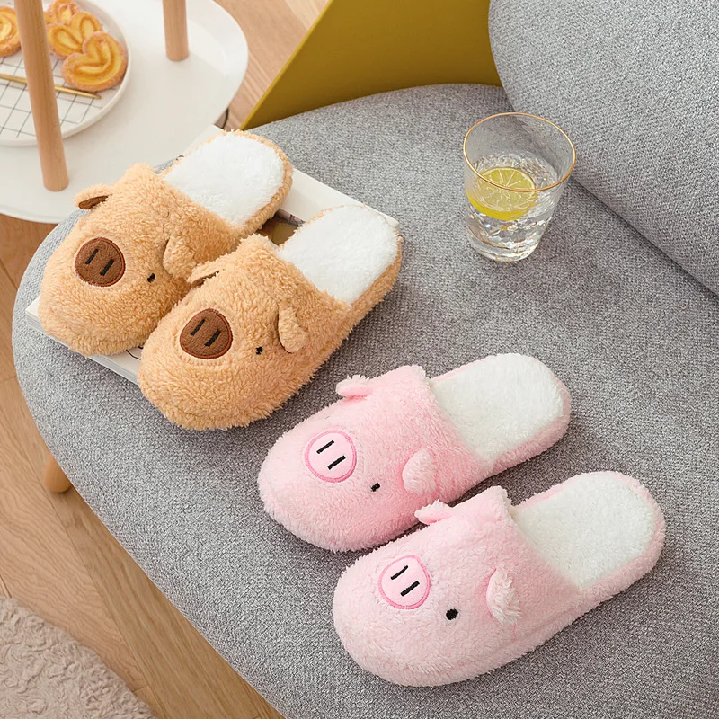 Wholesale Cartoon Indoor Slippers Soft Bottom Silent House Shoes Piggy Home Animal Plush for Women