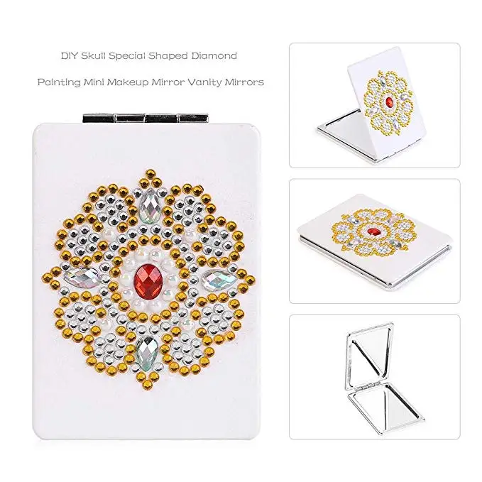 DIY Diamond Painting Kits Mini Rectangle Makeup Mirror DIY beads Mandala mirror