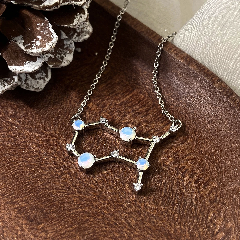 Оптовая продажа женские ожерелья персонализированные золотые знаки подвеска с лунным камнем ожерелье зодиака для подарка