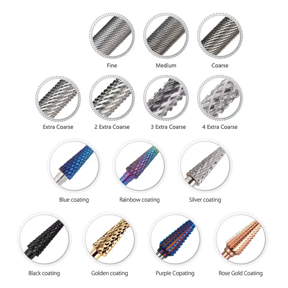 Tungsten Carbide Manicure Tools Accessories Drill Bit Cone For Professional Nails