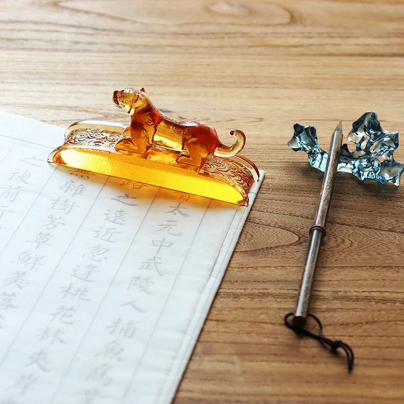 Customize Handmade Crystal  Glass tiger  figurine Study for Home & Office Decoration