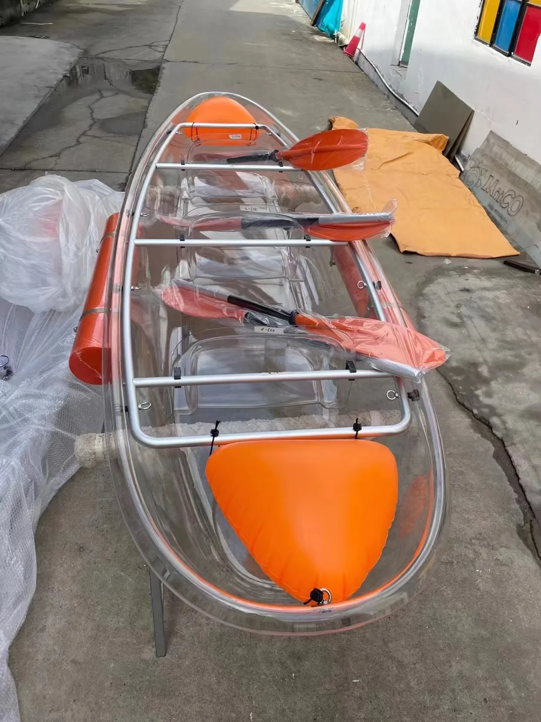 Plastic Boats 2 Persons Transparent Polycarbonate Clear Glass Kayak With Paddle/sightseeing touring fishing kayak