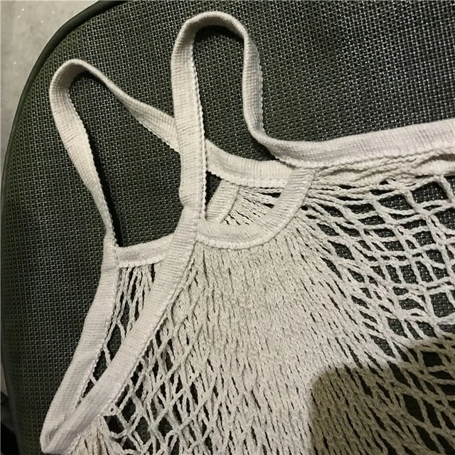 ECO-friendly   The Best seller natural cotton net bag  GOTS fruit mesh produce fishnet shopping bag