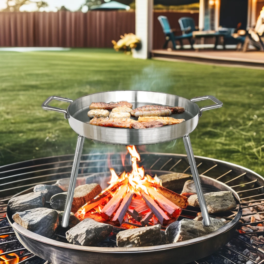 Best Selling Non-Stick Korean Grill Pan BBQ Grills Outdoor Stainless Steel Frying Pan With 3 Legs