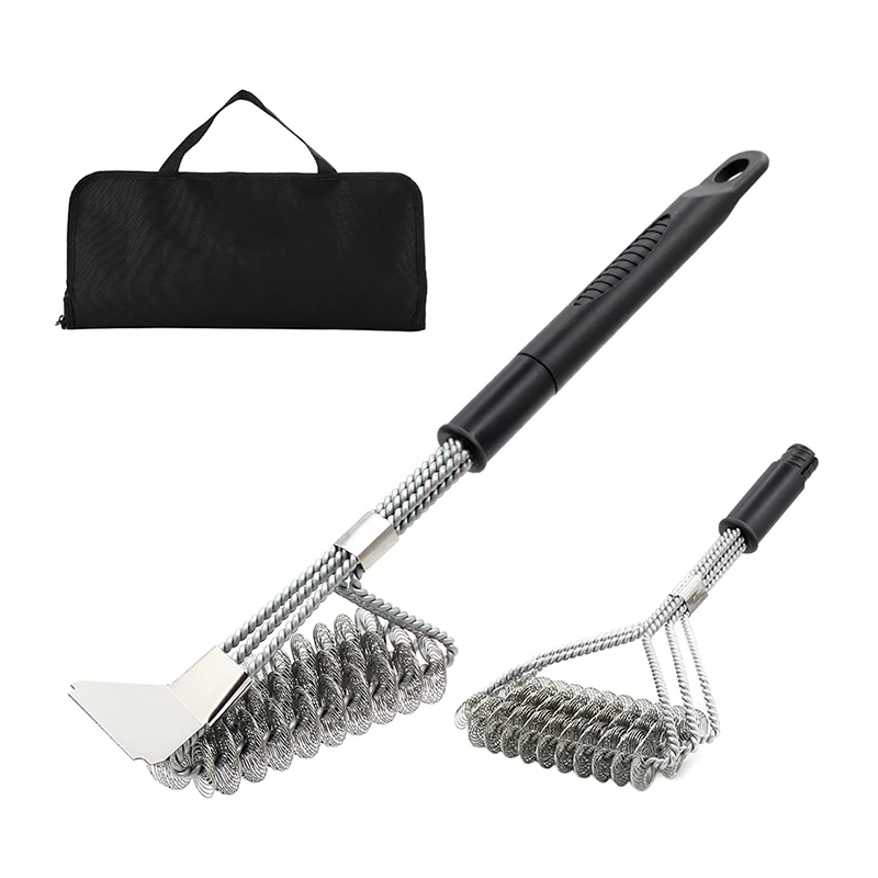 Barbecue Accessories Stainless Steel BBQ Grill Cleaning Brush Barbecue Grill Brush with Scraper
