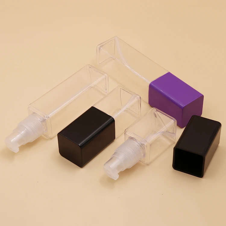 Emulsion spray bottle 30ml 50ml 70ml Press Pump Travel set Bottles with Black lip PETG transparent lotion container bottle