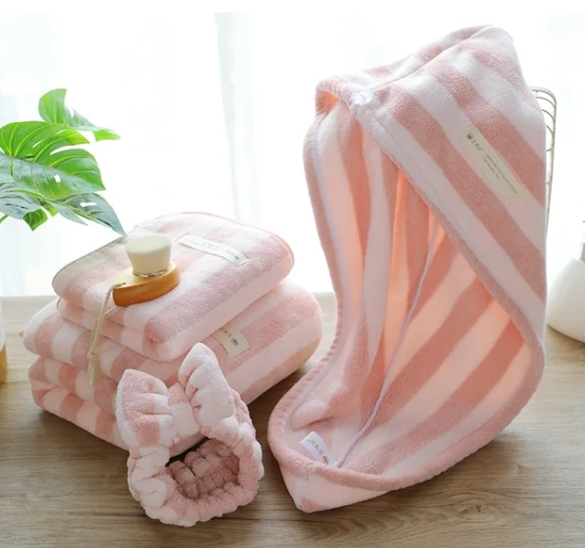 quick dry water fast absorbency wrap bulk coral fleece long bath towel large microfiber hair turban towel with elastic band